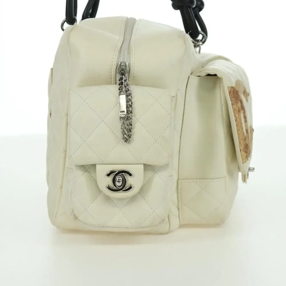 Chanel Leather Cambon Line Matelasse Handbag White